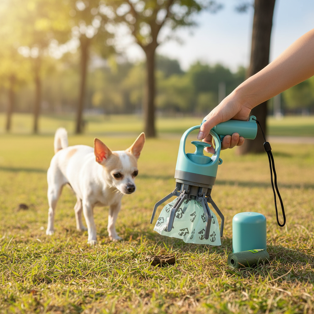 Ramasseur de crottes avec sachets de poubelle intégrés